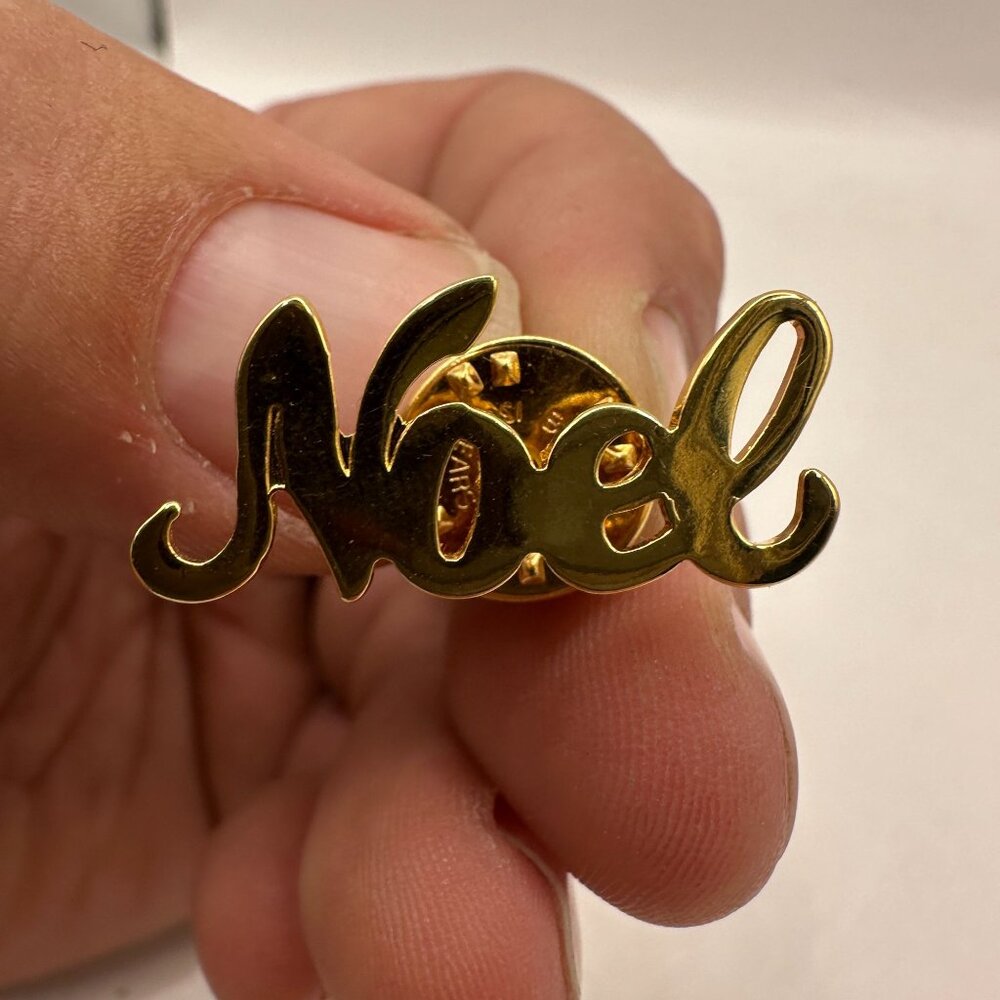 Gold-Toned "Noel" Lapel Pin By Ballou Regd
